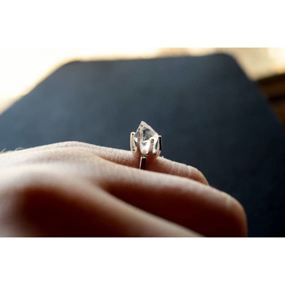 Raw quartz point rings, rough gemstone jewelry, natural stones, size 4 5…